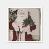 ヴィンテージサンタクロースポートレートクリスマスホリデー スタンダードカクテルナプキン (正面)