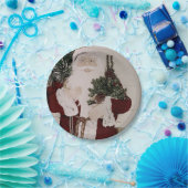 ヴィンテージサンタクロースポートレートクリスマスホリデー ペーパープレート (パーティー)