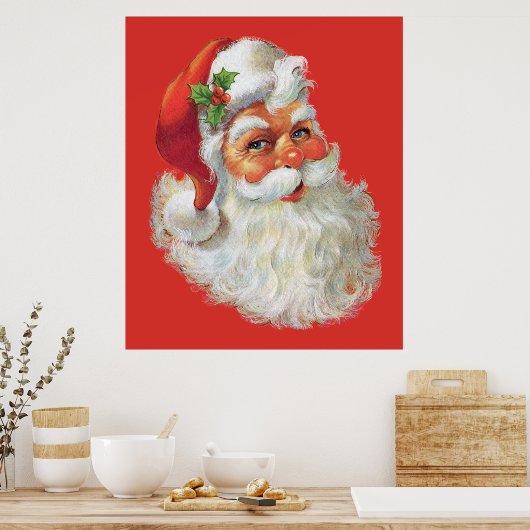 ヴィンテージサンタクロースポートレートポスター ポスター (キッチン)