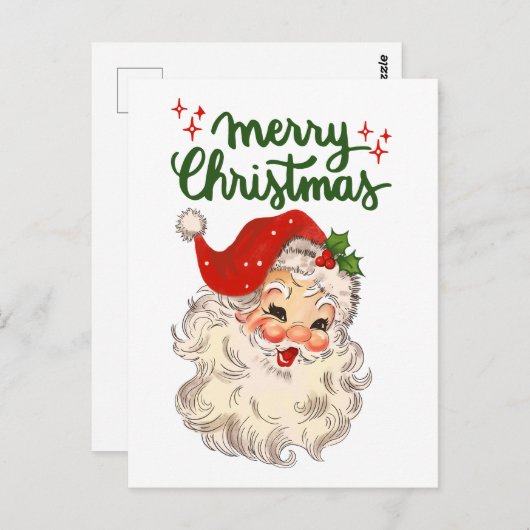 ヴィンテージサンタクロースメリークリスマスカスタマイズ ポストカード (正面/裏面)