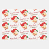 ヴィンテージサンタクロースメリークリスマスパーソナライズされた ラッピングペーパーシート (正面2)
