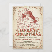 ヴィンテージサンタクロースメリークリスマスパーティー 招待状 (正面)