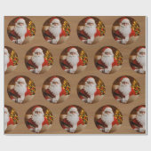 ヴィンテージサンタクロースメリークリスマスホリデー ラッピングペーパー (フラット)