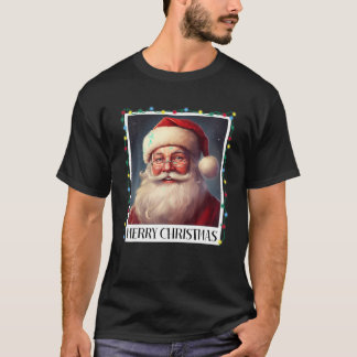 ヴィンテージサンタクロースメリークリスマスライト2023ファ Tシャツ