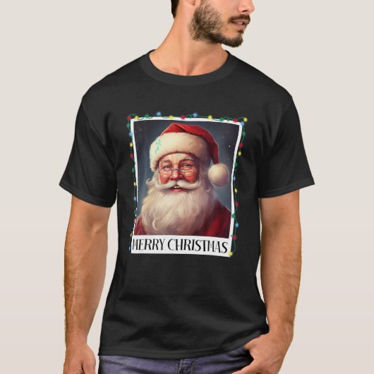 ヴィンテージサンタクロースメリークリスマスライト2023ファ Tシャツ (正面)