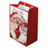 ヴィンテージサンタクロースメリークリスマスレトロ ミディアムペーパーバッグ (裏面アングル)