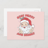 ヴィンテージサンタクロースメリーステイ&ブライトクリスマス シーズンポストカード (正面/裏面)