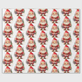 ヴィンテージサンタクロースラッピング紙 – ホワイト ラッピングペーパー (フラット)