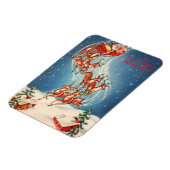 ヴィンテージサンタクロースレイアンドトナカイ飛んでいる マグネット (左側)