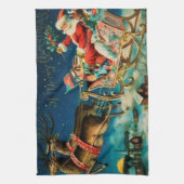 ヴィンテージサンタクロースレイクリスマスホリデー キッチンタオル (縦)