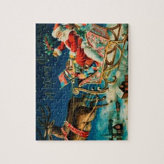 ヴィンテージサンタクロースレイクリスマスホリデー ジグソーパズル (縦)