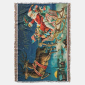 ヴィンテージサンタクロースレイクリスマスホリデー スローブランケット (正面縦)