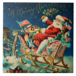 ヴィンテージサンタクロースレイクリスマスホリデー タイル