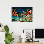 ヴィンテージサンタクロースレイクリスマスホリデー ポスター (ホームオフィス)