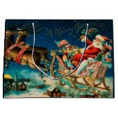 ヴィンテージサンタクロースレイクリスマスホリデー ラージペーパーバッグ (正面)