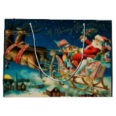ヴィンテージサンタクロースレイクリスマスホリデー ラージペーパーバッグ (裏面)