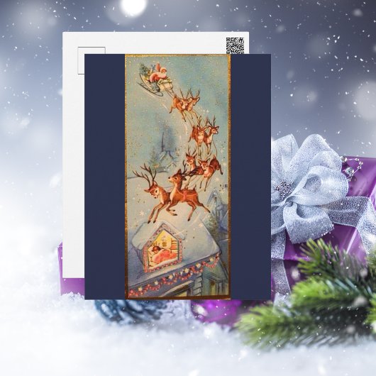 ヴィンテージサンタクロースレイトナディアオ飛んでいるーバー ポストカード