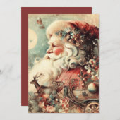 ヴィンテージサンタクロースレイムーンプレゼント シーズンカード (正面/裏面)