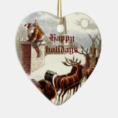 ヴィンテージサンタクロースレインダースリーオーナメント セラミックオーナメント (右)