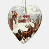 ヴィンテージサンタクロースレインダースリーオーナメント セラミックオーナメント (左)