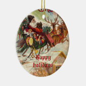 ヴィンテージサンタクロースレインダースリーオーナメント セラミックオーナメント (右)