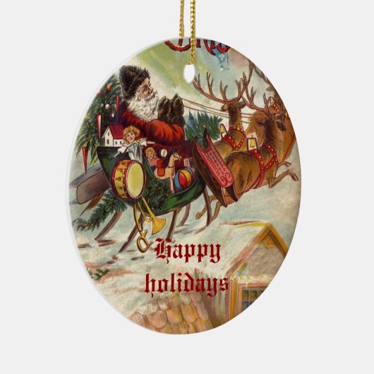 ヴィンテージサンタクロースレインダースリーオーナメント セラミックオーナメント (右)