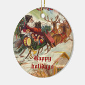 ヴィンテージサンタクロースレインダースリーオーナメント セラミックオーナメント (左)