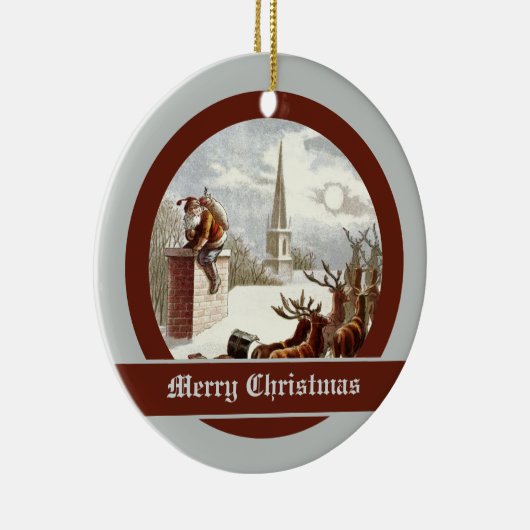 ヴィンテージサンタクロースレインダースリーオーナメント セラミックオーナメント (右)