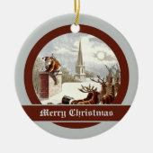 ヴィンテージサンタクロースレインダースリーオーナメント セラミックオーナメント (正面)
