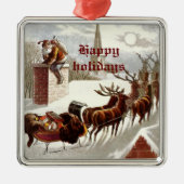 ヴィンテージサンタクロースレインダースリーオーナメント メタルオーナメント (正面)