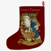ヴィンテージサンタクロースレッドクラシッククリスマスカスタム ラージクリスマスストッキング (裏面)