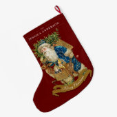 ヴィンテージサンタクロースレッドクラシッククリスマスカスタム ラージクリスマスストッキング (裏面 (吊り時))