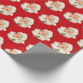 ヴィンテージサンタクロースレッドクリスマスラッピング紙 ラッピングペーパー (角)