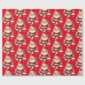 ヴィンテージサンタクロース包み紙 – 赤 ラッピングペーパー (フラット)