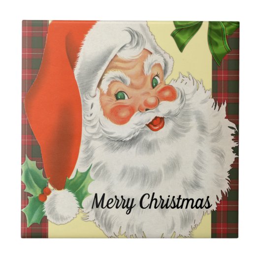 ヴィンテージサンタクロース古いクリファッションドスマス タイル (正面)