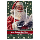 ヴィンテージサンタクロース名前をカスタムする抱き枕ホリデイ ミディアムペーパーバッグ (裏面)