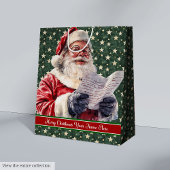 ヴィンテージサンタクロース名前をカスタムする抱き枕ホリデイ ミディアムペーパーバッグ