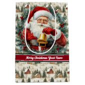 ヴィンテージサンタクロース抱き枕名前をカスタムするモノグラム ミディアムペーパーバッグ (正面)