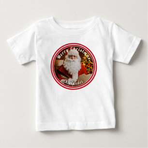 ヴィンテージサンタクロース書のクリスマスツリー ベビーTシャツ