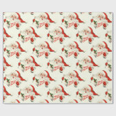 ヴィンテージサンタクロース柄メリークリスマス ラッピングペーパー (フラット)