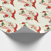 ヴィンテージサンタクロース柄メリークリスマス ラッピングペーパー (角)