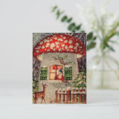 ヴィンテージサンタクロース格言インマッシュルームハウス シーズンポストカード (スタンド正面)