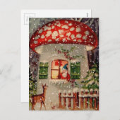 ヴィンテージサンタクロース格言インマッシュルームハウス シーズンポストカード (正面/裏面)