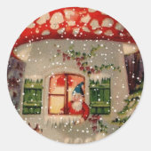 ヴィンテージサンタクロース格言インマッシュルームハウス ラウンドシール (正面)