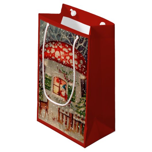 ヴィンテージサンタクロース格言インマッシュルームホリデー スモールペーパーバッグ (正面アングル)