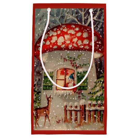 ヴィンテージサンタクロース格言インマッシュルームホリデー スモールペーパーバッグ (正面)