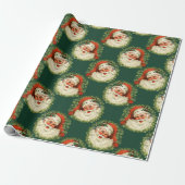 ヴィンテージサンタクロース模様クリスマス ラッピングペーパー (アンロールド)
