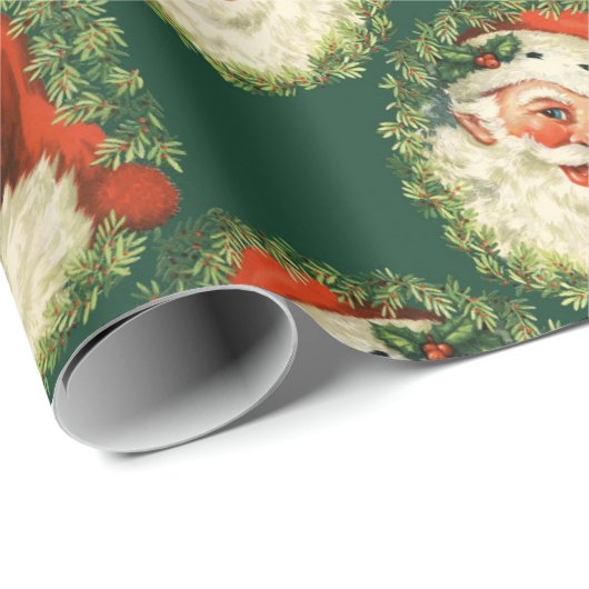 ヴィンテージサンタクロース模様クリスマス ラッピングペーパー (ロールコーナー)