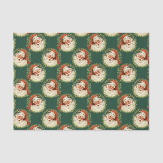 ヴィンテージサンタクロース模様クリスマス 薄葉紙 (正面)