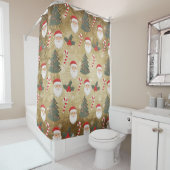 ヴィンテージサンタクロース模様 シャワーカーテン (インサイチュ)